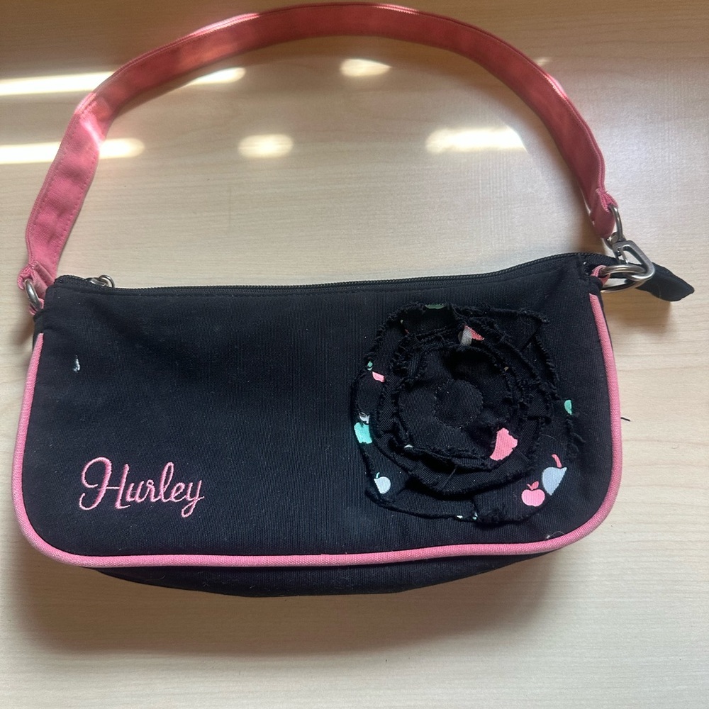 Vintage Hurley Black and Pink Women's Bag